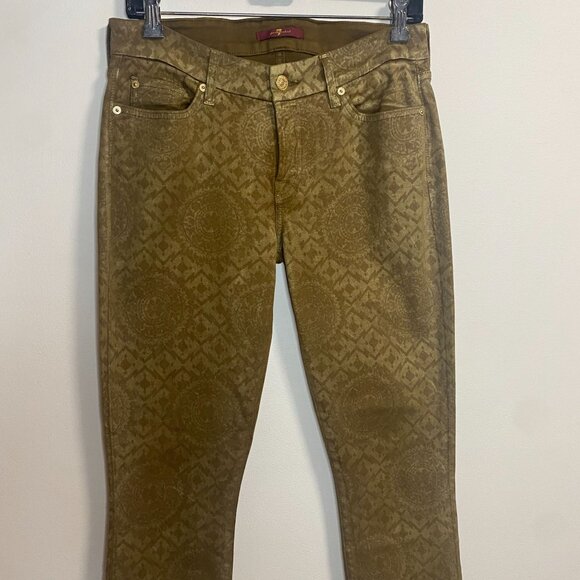 7 For All Mankind Women's Gold 28 Cropped Skinny Ankle Jeans - Picture 2 of 15